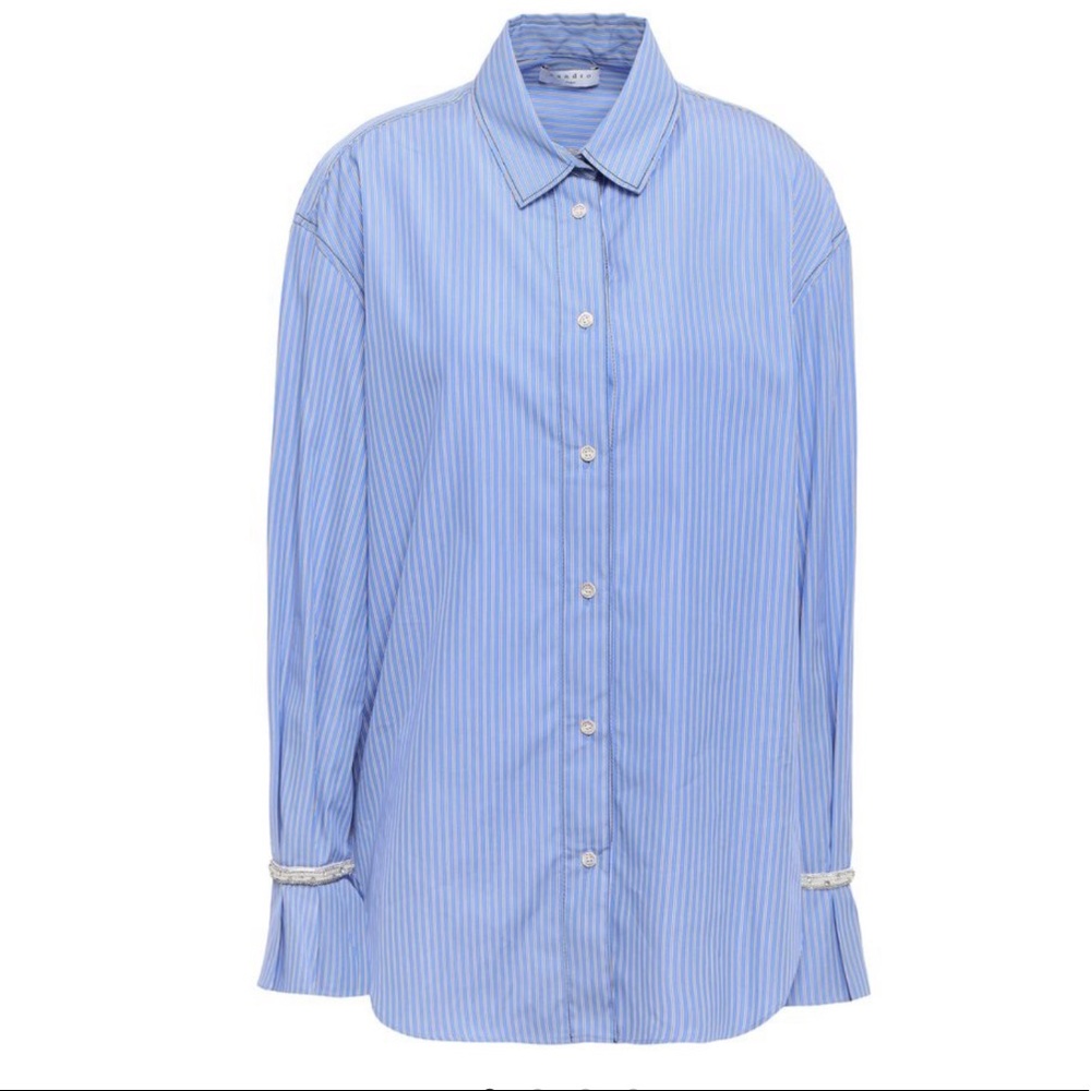 NWT Sandro Striped Bead Embellished Shirt